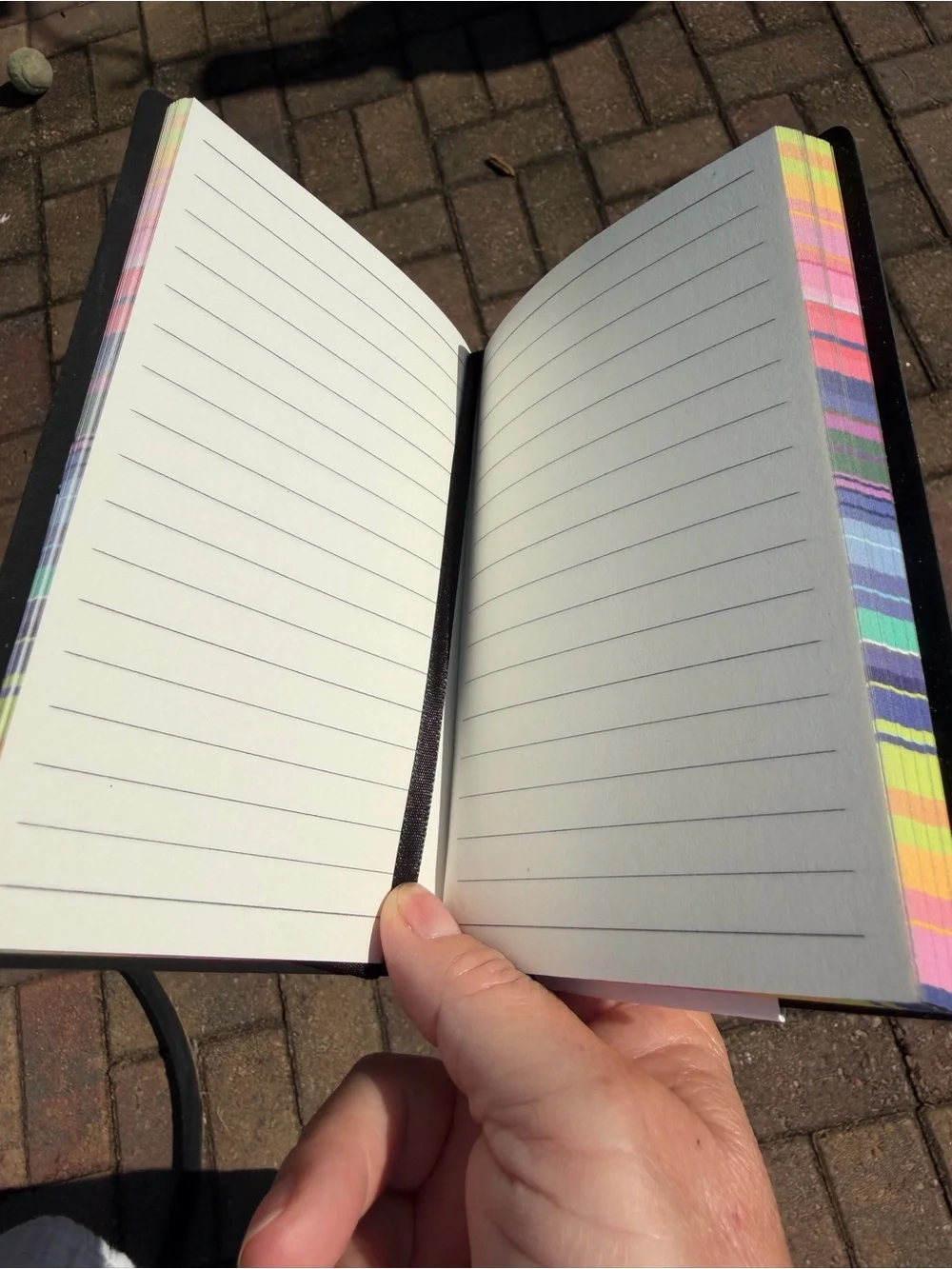 Flying Tiger Copenhagen- A6 Black Lined Journal Notebook with Rainbow Spine